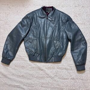 Vintage 1980s D’ Revi Men’s Leather Jacket – Gray – Size 44 large bomber moto